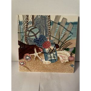Envogue Beach Scene Decorative Ceramic Art Tile  8x8